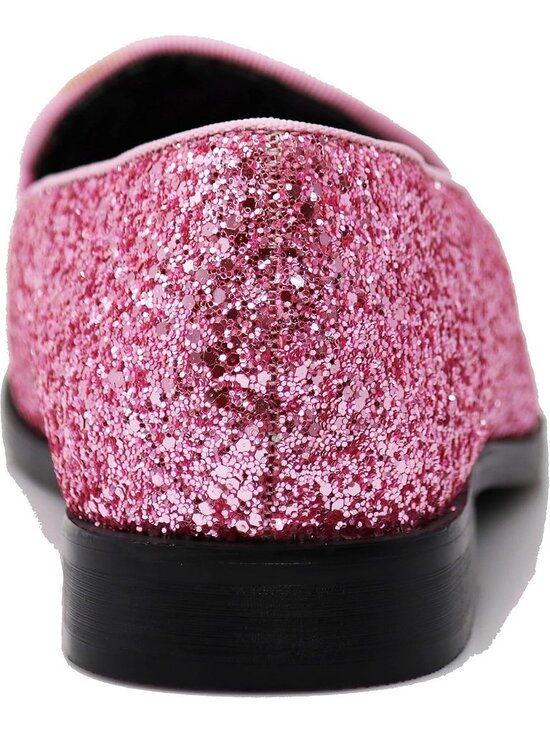 Men\'s Pink Vintage Glitter Loafers Slip On Tuxedo Dress Party Classic Shoes main image 6
